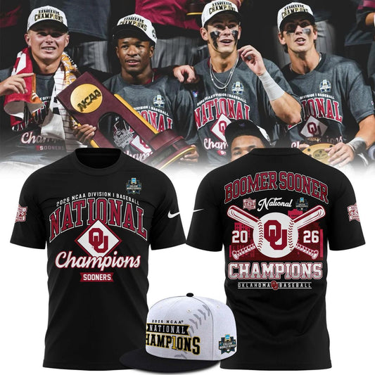 Champion Black Oklahoma Sooners 2026 NCAA Baseball Men's College World Series Champions Locker Room T-Shirt