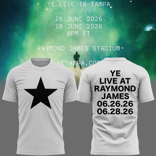 Tampa White T-shirt -2026 Ye Live Concert Tour Raymondames Stadium