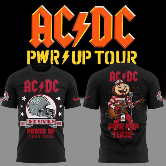 Exclusive T-Shirt AC/DC x Ohio State Buckeyes Football - Power Up Tour 2026 T-Shirt
