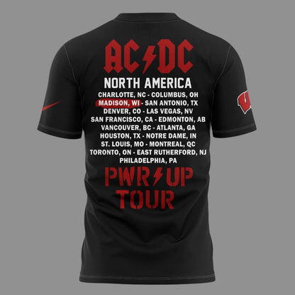 Exclusive Power Up Tour 2026 AC/DC x Wisconsin Badgers Football T-Shirt