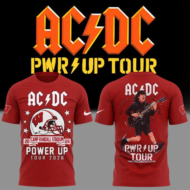 AC/DC x Wisconsin Badgers Football - Power Up Tour 2026 T-Shirt