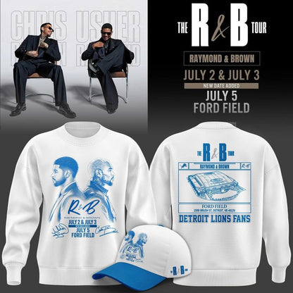 Limited Edition Sweatshirt Signed Chris Brown & Usher Raymond x Detroit Lions "The R&B Tour" at Ford Field (Detroit)