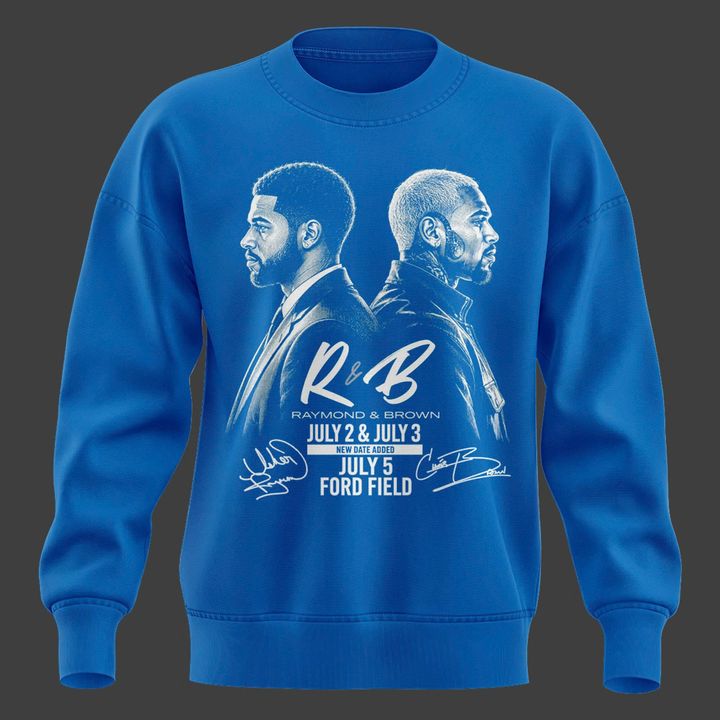 Limited Edition Sweatshirt Signed Chris Brown & Usher Raymond x Detroit Lions "The R&B Tour" at Ford Field (Detroit).