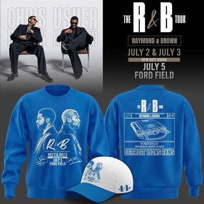 Limited Edition Sweatshirt Signed Chris Brown & Usher Raymond x Detroit Lions "The R&B Tour" at Ford Field (Detroit).