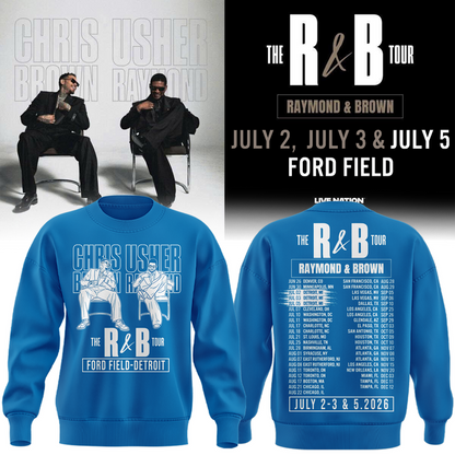 New Sweatshirt Blue Chris Brown & Usher Raymond x Detroit Lions "The R&B Tour"