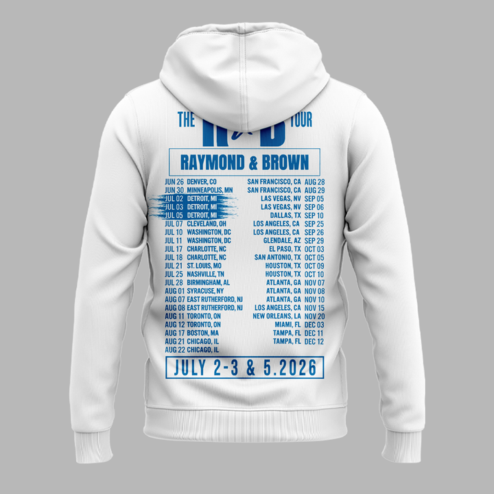 New Hoodie White Chris Brown & Usher Raymond x Detroit Lions "The R&B Tour