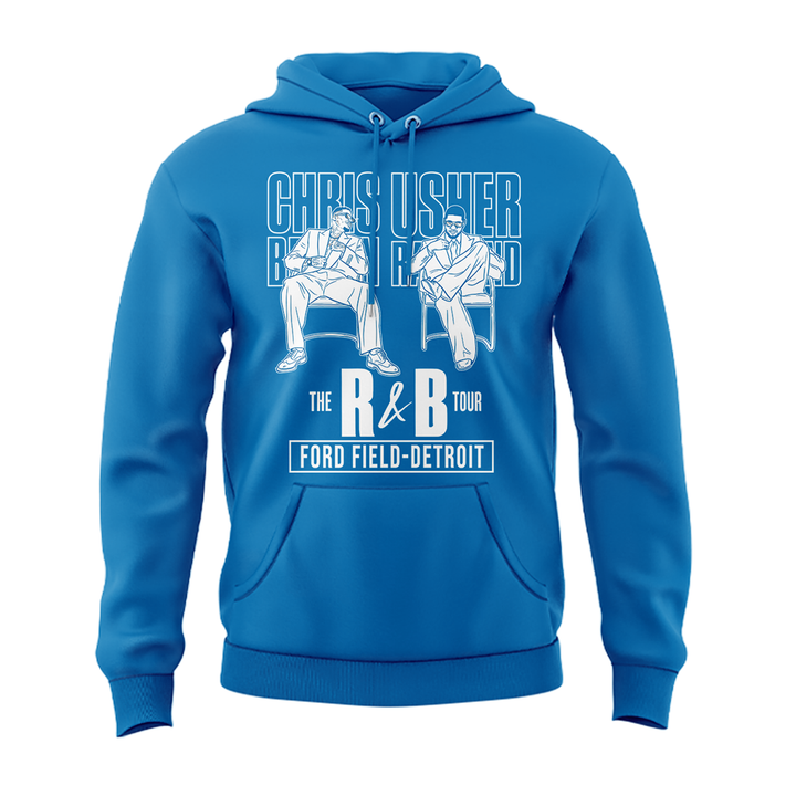 New Hoodie Blue Chris Brown & Usher Raymond x Detroit Lions "The R&B Tour"