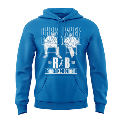 New Hoodie Blue Chris Brown & Usher Raymond x Detroit Lions "The R&B Tour"
