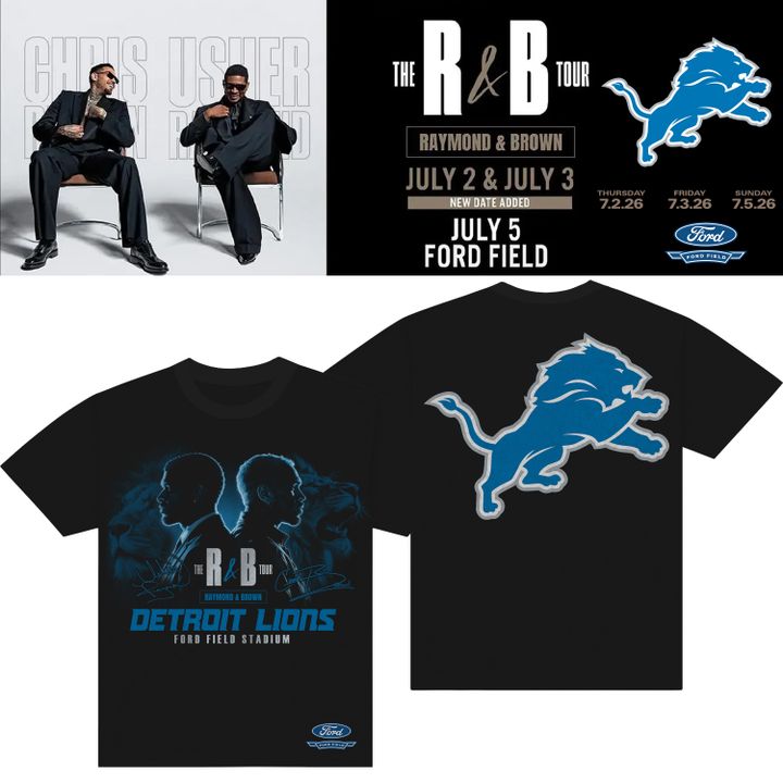 Detroit Lions x Usher & Chris Brown: The R&B Tour - Ford Field stadium Black T-shirt