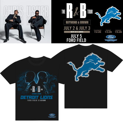 Detroit Lions x Usher & Chris Brown: The R&B Tour - Ford Field stadium Black T-shirt