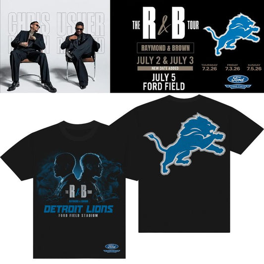 Detroit Lions x Usher & Chris Brown: The R&B Tour - Ford Field stadium Black T-shirt