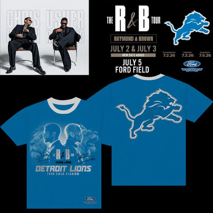 Detroit Lions x Usher & Chris Brown: The R&B Tour - Ford Field stadium Honolulu Blue T-shirt