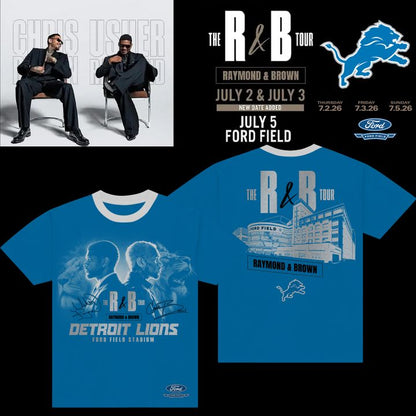 Detroit Lions x Usher & Chris Brown: The R&B Tour - Ford Field stadium Honolulu Blue T-shirt