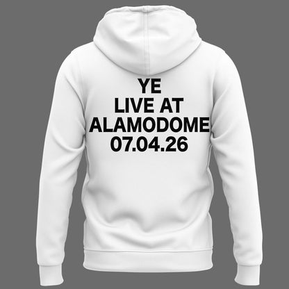 San Antonio white HOODIE -2026 Ye Live Concert Tour Alamodome Stadium