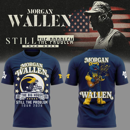 Exclusive T-shirt Morgan Wallen x Michigan Wolverines Football - Still The Problem Tour 2026 T-Shirt