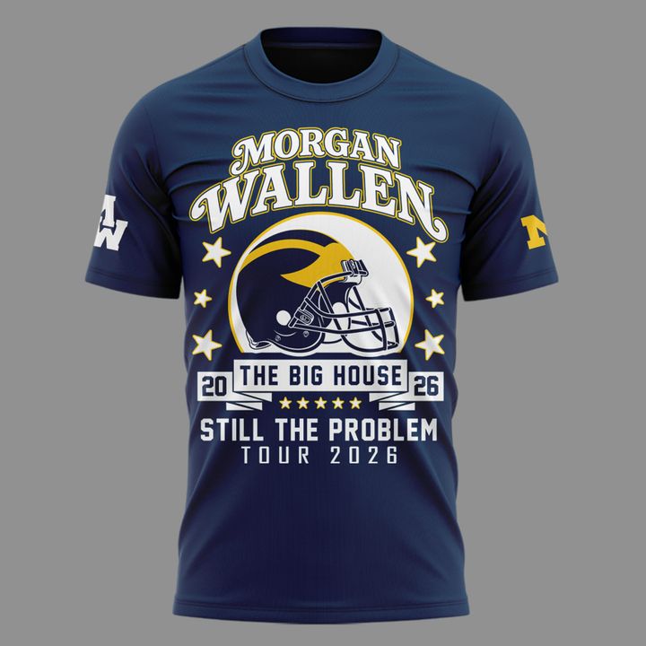 Exclusive T-shirt Morgan Wallen x Michigan Wolverines Football - Still The Problem Tour 2026 T-Shirt