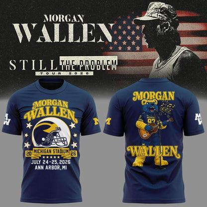 Morgan Wallen x Michigan Wolverines Football - Still The Problem Tour 2026 T-Shirt