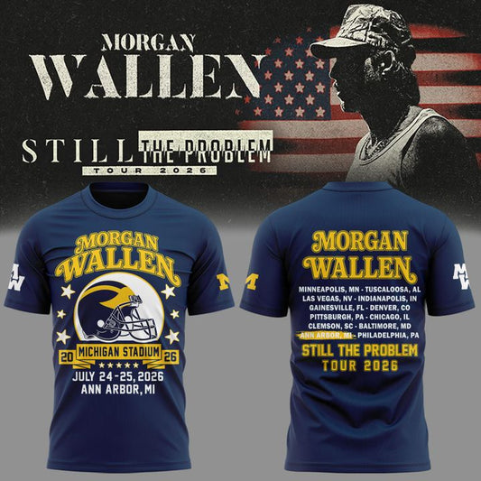 Morgan Wallen x Michigan Wolverines Football - Still The Problem Tour 2026 T-Shirt
