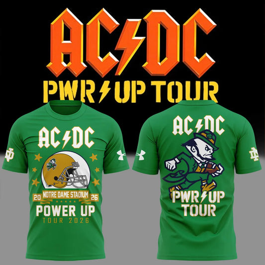 002. Exclusive AC/DC x Notre Dame Football - Power Up Tour 2026 T-Shirt