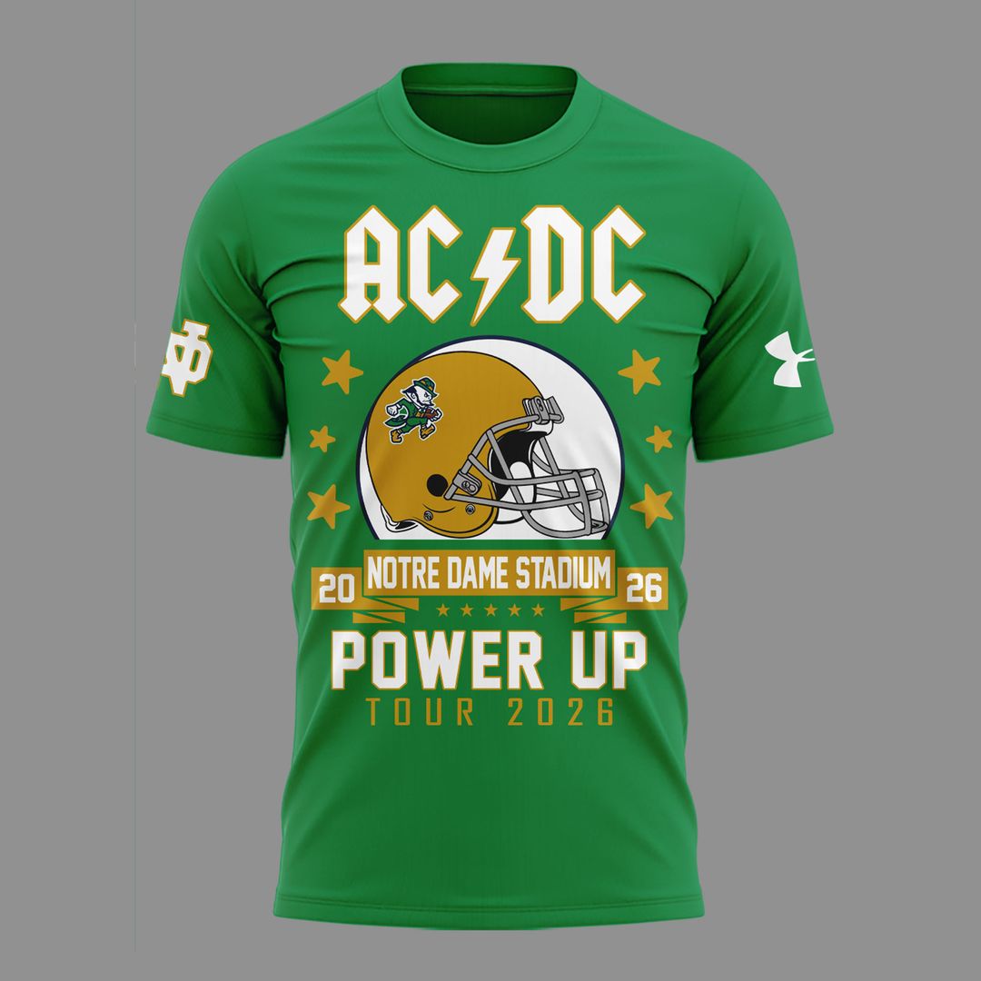 002. Exclusive AC/DC x Notre Dame Football - Power Up Tour 2026 T-Shirt