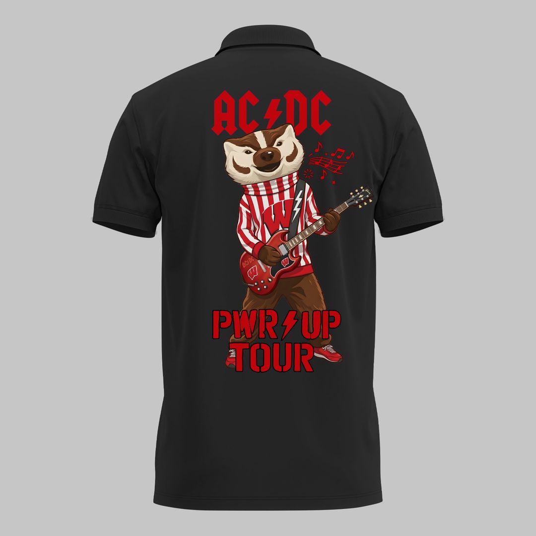 03. Perfect Black Shirt AC/DC x Wisconsin Badgers Football - Power Up Tour 2026 Polo Shirt