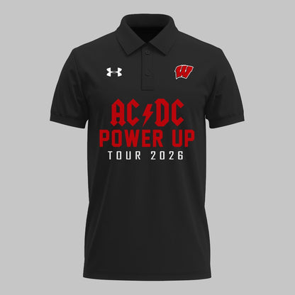 03. Perfect Black Shirt AC/DC x Wisconsin Badgers Football - Power Up Tour 2026 Polo Shirt