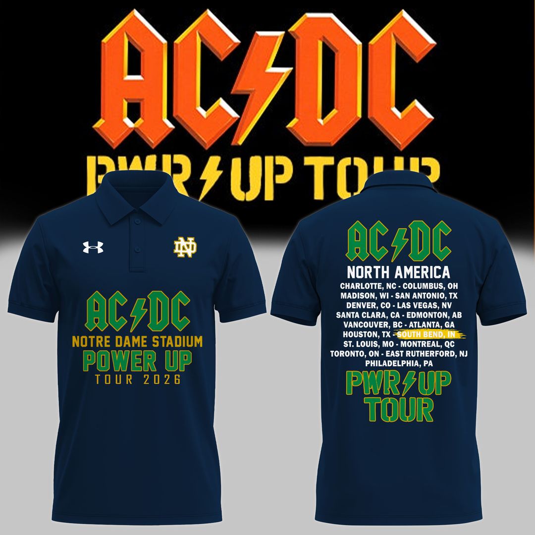 01.3. Special AC/DC x Notre Dame Football - Power Up Tour 2026 Polo Shirt