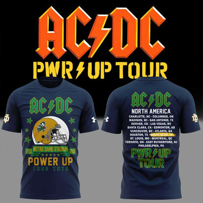 001. New Shirt AC/DC x Notre Dame Football - Power Up Tour 2026 T-Shirt