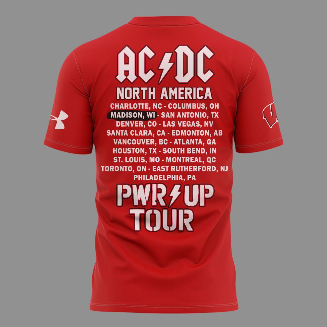 04. Exclusive AC/DC x Wisconsin Badgers Football - Power Up Tour 2026 T-Shirt