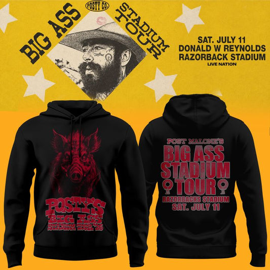 Post Malone x Arkansas Razorbacks - Limited Edition Big Ass Stadium Tour At Razorback Stadium Hoodie 8