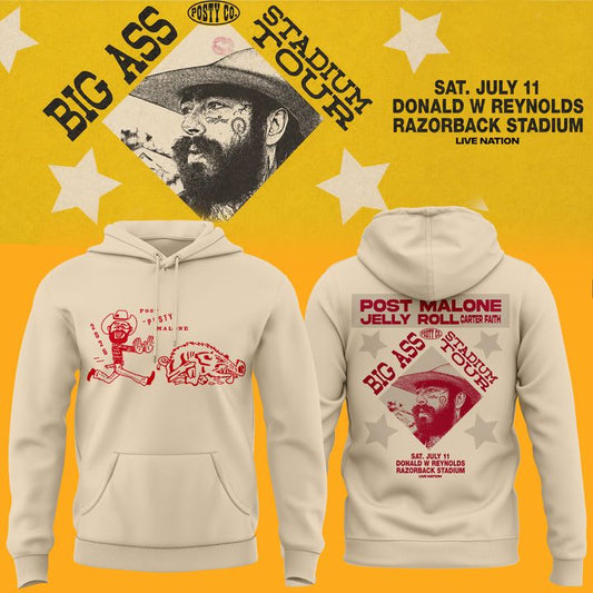 Post Malone x Arkansas Razorbacks - Limited Edition Big Ass Stadium Tour At Razorback Stadium Hoodie 4