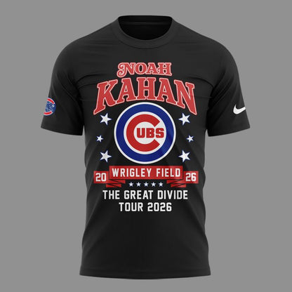 Black T-shirt Noah Kahan x Chicago Cubs - Wrigley Field Event Shirt - The Great Divide Tour 2026 T-Shirt