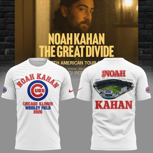 White Shirt Noah Kahan x Chicago Cubs - The Great Divide Tour 2026 T-Shirt