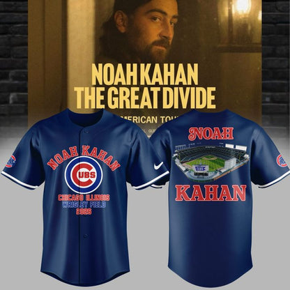 Special Jersey Noah Kahan x Chicago Cubs - The Great Divide Tour 2026 Baseball Jersey