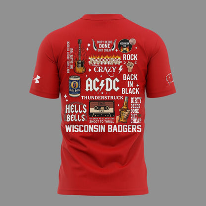 Special 2026 AC/DC x Wisconsin Football - Power Up Tour 2026 T-Shirt