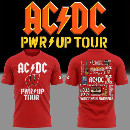 Special 2026 AC/DC x Wisconsin Football - Power Up Tour 2026 T-Shirt