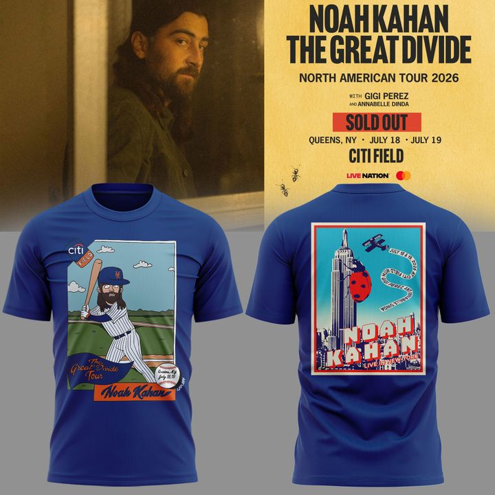 04.06. Perfect Shirt 2026 Noah Kahan x New York Mets - The Great Divide Tour 2026 T-Shirt
