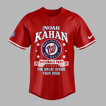07. New Baseball Jersey Noah Kahan x Washington Nationals - The Great Divide Tour 2026 Baseball Jersey