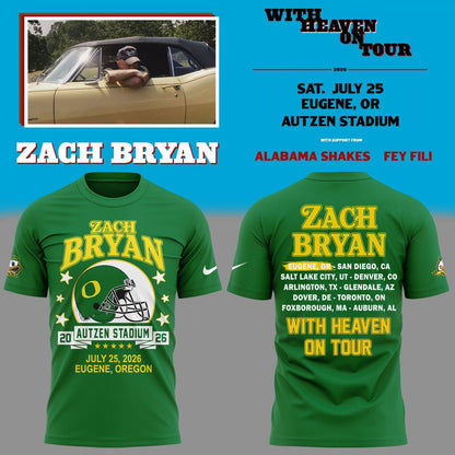 12. Special Zach Bryan x Oregon Football - With Heaven On Tour 2026 T-Shirt
