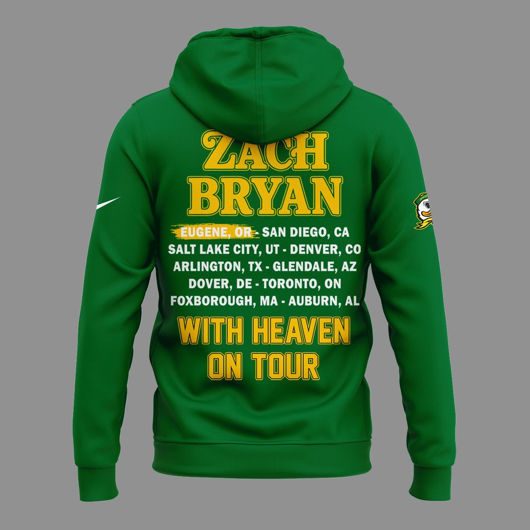 02. Hoodie Zach Bryan x Oregon Football - With Heaven On Tour 2026 Hoodie
