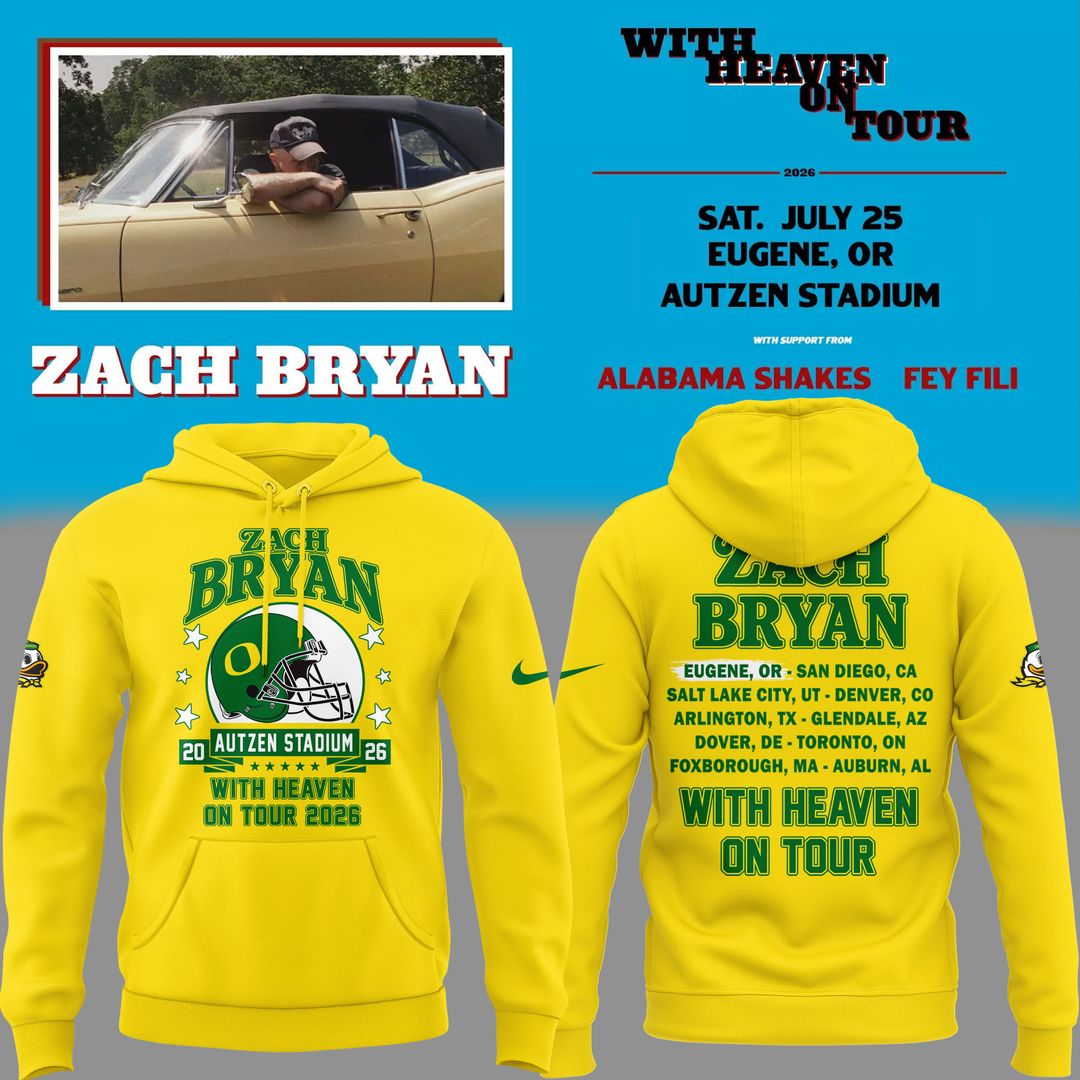 02.12. Perfect Hoodie Zach Bryan x Oregon Football - With Heaven On Tour 2026 Hoodie
