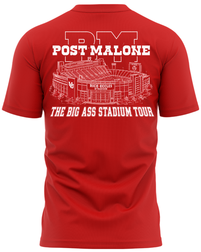 Limited Edition Post Malone x Utah Utes Rice-Eccles Stadium Tour 2026 T-Shirt