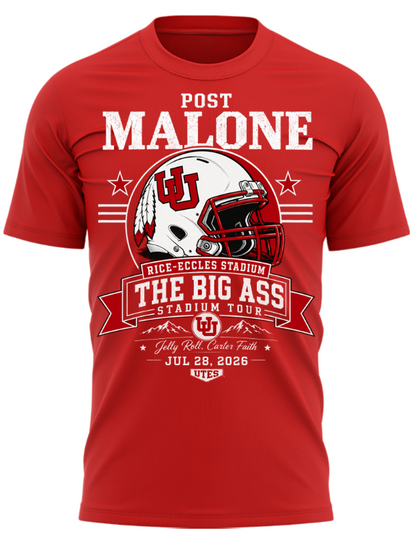 Limited Edition Post Malone x Utah Utes Rice-Eccles Stadium Tour 2026 T-Shirt