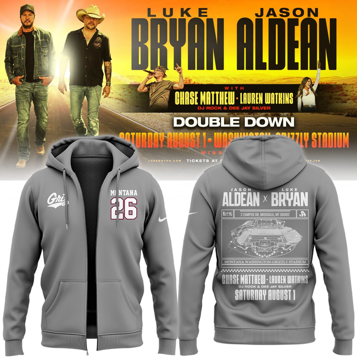 Limited Edition Montana Grizzlies x Jason Aldean And Luke Bryan Zip Hoodie