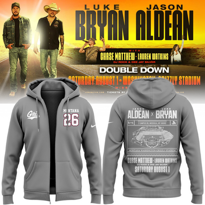 Limited Edition Montana Grizzlies x Jason Aldean And Luke Bryan Zip Hoodie