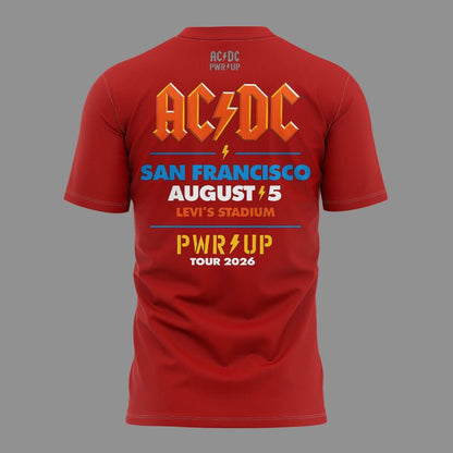 01.08. New Red Shirt AC/DC - San Francisco, CA Event Shirt - Power Up Tour 2026 T-Shirt