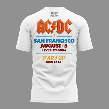 01.08. White Shirt AC/DC - San Francisco, CA Event Shirt - Power Up Tour 2026 T-Shirt