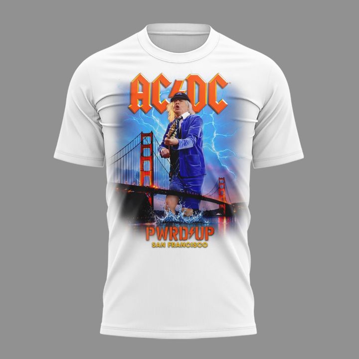 01.08. White Shirt AC/DC - San Francisco, CA Event Shirt - Power Up Tour 2026 T-Shirt