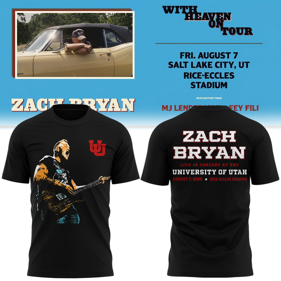 Exclusive Version Utah Utes Football x Zach Bryan Black T-Shirt 2026