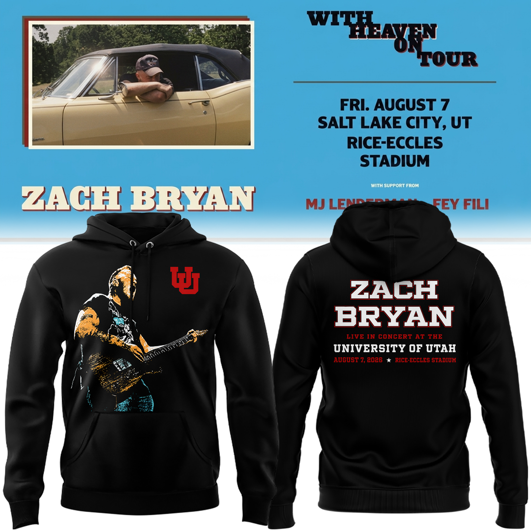 Exclusive Version Utah Utes Football x Zach Bryan Black Hoodie 2026